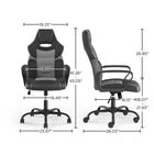 Emerge Vector Luxura Faux Leather Gaming Chair - Black/Grey-Back dimensions: 26.85"H x 19.25"W