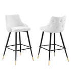 Modway Adorn Performance Velvet Bar Stool - White - Set of 2-Vintage Modern Bar Stool