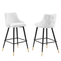 Modway Adorn Performance Velvet Bar Stool - White - Set of 2-Vintage Modern Bar Stool