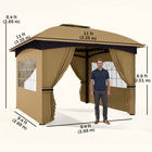 Outsunny 11 ft W x 11 ft L Outdoor Gazebo with Curtains - Church Windows - Beige-Arched top with drainage holes prevents water accumulation