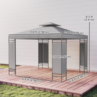 Outsunny 10 ft W x 10 ft L Canopy Gazebo - Double Roof Outdoor Gazebo - Light Grey-Fabric screen panels offer privacy for gatherings or relaxation