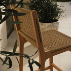 Modway Rowe Outdoor Teak Wood Bar Chairs 2-Piece Set - Natural-Stretcher Support Bar