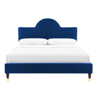 Modway Aurora Performance Velvet Queen Bed - Navy-Stain-Resistant Performance Velvet
