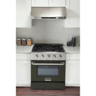Kucht 30" KDF Series Pro Style Natural Gas Dual Fuel Range - Stainless Steel/Olive Green-Liquid Propane convertible