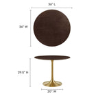 Modway Lippa 36" Round Wood Dining Table - Gold Cherry Walnut-Wood Grain Veneer and MDF Tabletop