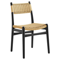 Modway Wynn Rope and Wood Dining Side Chair - Black Natural-Dining Accent Chair