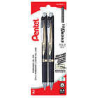 Pentel EnerGel Permanent Ink Pens - 0.5mm - Black Ink - 2 Pack-Sleek & stylish barrel design with gold accents for a professional look