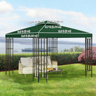 Outsunny 10' L x 10' W Square 2-Tier Gazebo Canopy Replacement Top Cover - Green-2-tier rooftop design to provide ventilation