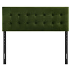 Modway Emily Stain-Resistant Performance Velvet Queen Size Headboard - Moss Green-Seven Mounting Positions