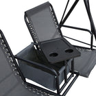 Outsunny 2-Person Covered Porch Swing Patio Swing with Pivot Storage Table-Fixed by a rubber band, this seat is curved for added comfort
