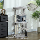 PawHut 52" Cat Tree with Scratching Posts, Bed and Condo - Light Grey-Particleboard and sisal construction ensures durability 