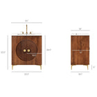 Modway Vernon 30" Fluted Wood Vanity Cabinet With Sink - Walnut/White-Solid Mango Wood Construction