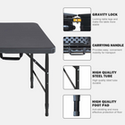 Homy Casa 4 ft Portable Folding Table with 4 adjustable Heights Indoor & Outdoor for Camping - Black-The triangular base improves overall stability