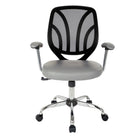 Work Smart Screen Back Task Chair With Grey Faux Leather Seat - Black and Grey-Breathable screen back with built-in lumbar support