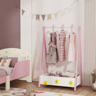 Qaba Kids Clothing Rack with Storage & Hangers - Pink-Made from P2-grade board and stable pine wood for safety  
