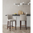 Manhattan Comfort Shubert 22.64" Modern Leatherette Upholstered Barstool - Light Grey - 2 Pack-Frame Made of Solid Beech Wood with Rich Dark Finish - Features a Gold Metal Foot Plate