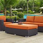 Modway Convene Outdoor Patio Fabric Rectangle Ottoman - Espresso/Orange-Powder Coated Aluminum Frame
