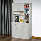 HOMCOM 71" H Modern Kitchen Buffet Cabinet with Hutch and Storage - White-Adjustable shelves allow you to store larger items, without worry if they will fit 