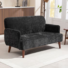 HOMCOM 2 Seater Sofa Couch with Thick Padding and Wood Legs - Black-Velvet-feel fabric is gentle on the skin