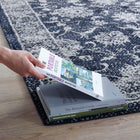Modway Kazia Distressed Floral Lattice Area Rug - 5 ft W x 8 ft L - Dark Blue/Ivory-Gripping Jute Fabric Underside