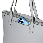 Nicci Large Tote Bag with Slit Pocket - Grey-Inside zipper pocket and cell phone pocket