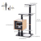 PawHut 47" Wood Cat Tree Condo Tower with Scratching Post and Toy Ball - Black-Hanging ball for added fun 
