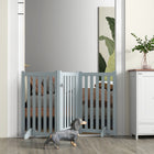 PawHut 3-Panel Foldable Dog Gate with Feet - Grey-Two additional supports for increased stability 