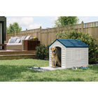 Suncast Deluxe Dog House - White with Blue Roof-Capacity: Accommodates dogs up to 70 lbs May vary by dog breed