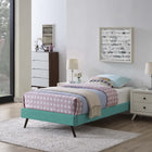 Modway Loryn Fabric Twin Bed Frame with Round Splayed Legs - Teal-Upholstered in Polyester