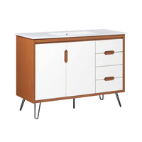 Modway Energize 48" Bathroom Vanity - Cherry/White-Mid-Century Modern Bathroom Vanity