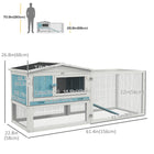 PawHut Outdoor Wooden Rabbit Hutch - Blue-Solid fir wood frame with water-resistant paint and tilt roof for use outdoors 