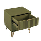 Manhattan Comfort DUMBO 20.07" Modern 2-Drawer Nightstand 2-Piece Set - Olive Green-Perfect for Bedside Storage, Lamps or Display Items