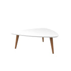 Manhattan Comfort Utopia 11.81" Triangle Coffee Table, White Gloss and Maple Cream (89252)-Lacquered Triangular Shaped Top