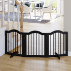 PawHut Freestanding Pet Gate with 2 Support Feet - Black-Two additional supports for increased stability 