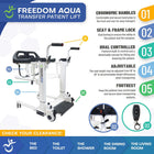 Mobile Patient Lift Freedom Aqua Waterproof Patient Transfer Lift Sling-Free Portable-Electric seat height adjustment from 15.5" to 23.5" with simple remote control