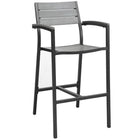 Modway Maine Outdoor Patio Bar Stool - Brown Gray-Modern Outdoor Bar Stool