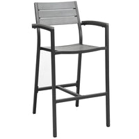 Modway Maine Outdoor Patio Bar Stool - Brown Gray-Modern Outdoor Bar Stool