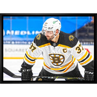Patrice Bergeron Boston Bruins Face-off - Framed Canvas - 31" x 22"-Premium canvas print with gallery-wrapped edges