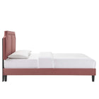 Modway Novi Performance Velvet King Bed with Tapered Black Wood Legs - Dusty Rose-Reinforced Center Beam