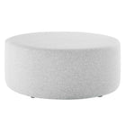 Modway Callum Large 38" Round Woven Heathered Fabric Upholstered Ottoman - Heathered Weave/Light Grey-Woven Heathered Fabric Upholstery