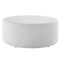 Modway Callum Large 38" Round Woven Heathered Fabric Upholstered Ottoman - Heathered Weave/Light Grey-Woven Heathered Fabric Upholstery