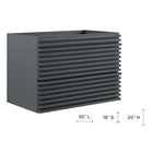 Modway Render 30" Wall-Mount Bathroom Vanity Cabinet - Grey-Drywall Friendly Mounting Cleat