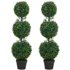 HOMCOM 3.3' Artificial Boxwood Topiary Trees - Green - 2 Pack-Receive a set of two trees, great for creating balanced, symmetrical decor 