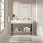 Modway Gridiron 48" Bathroom Vanity - White/Silver-8" Centerset Faucet Holes