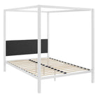 Modway Raina Canopy Queen Bed Frame - White Grey-Rustic Cottage Canopy Platform Bed