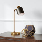 Hudson&Canal Thew 20.75" Tall Table Lamp with Metal Shade - Brass/Black-Handcrafted brass finish is applied to the novelty metal base