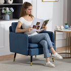 HOMCOM Modern Accent Chair with Wide Lounge Seat - Button Tufted for Bedroom - Dark Blue - 2 Pack-Overall Dimensions: 28.3" W x 27.6" D x 31.5" H (72 x 70 x 80 cm)
