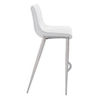 Zuo Magnus Barstool - White/Silver - Set of 2-3 year limited warranty