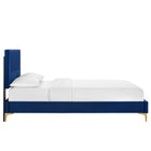 Modway Yasmine Channel Tufted Performance Velvet Queen Platform Bed - Navy-Reinforced Center Beam