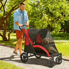 PawHut Foldable Pet Stroller for Dogs - Black-One-click folding simplifies storage and transport 